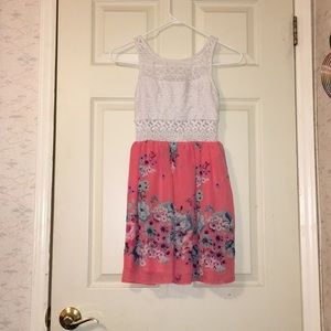 Pink and white floral dress